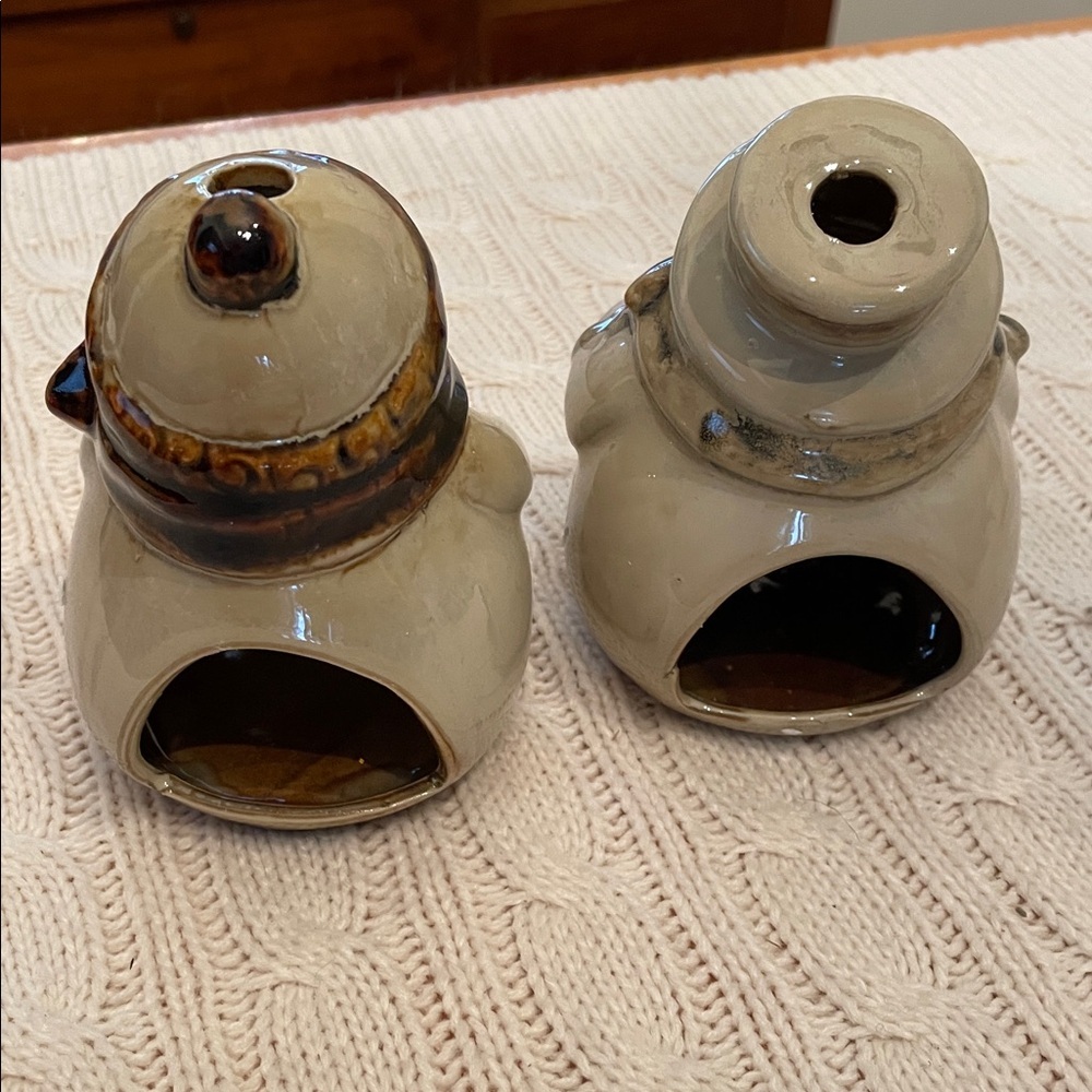 NIB North Lights at Home snowmen tea light holders. Ceramic. Glazed unused tan - Picture 4 of 13